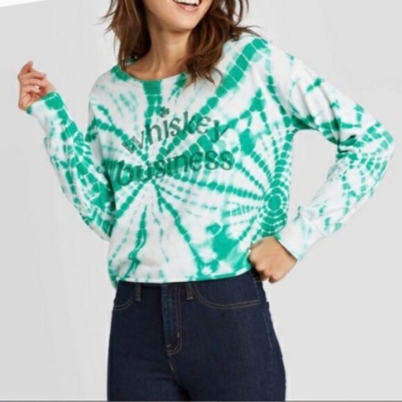 Grayson Threads whiskey business cropped tie dye long sleeve shirt - Picture 1 of 6